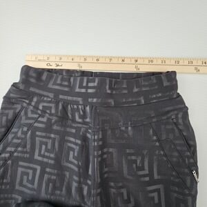 Bottom Sharp Dituni Womens Black Geometric Greek Key Fleece Lined Leggings S/M